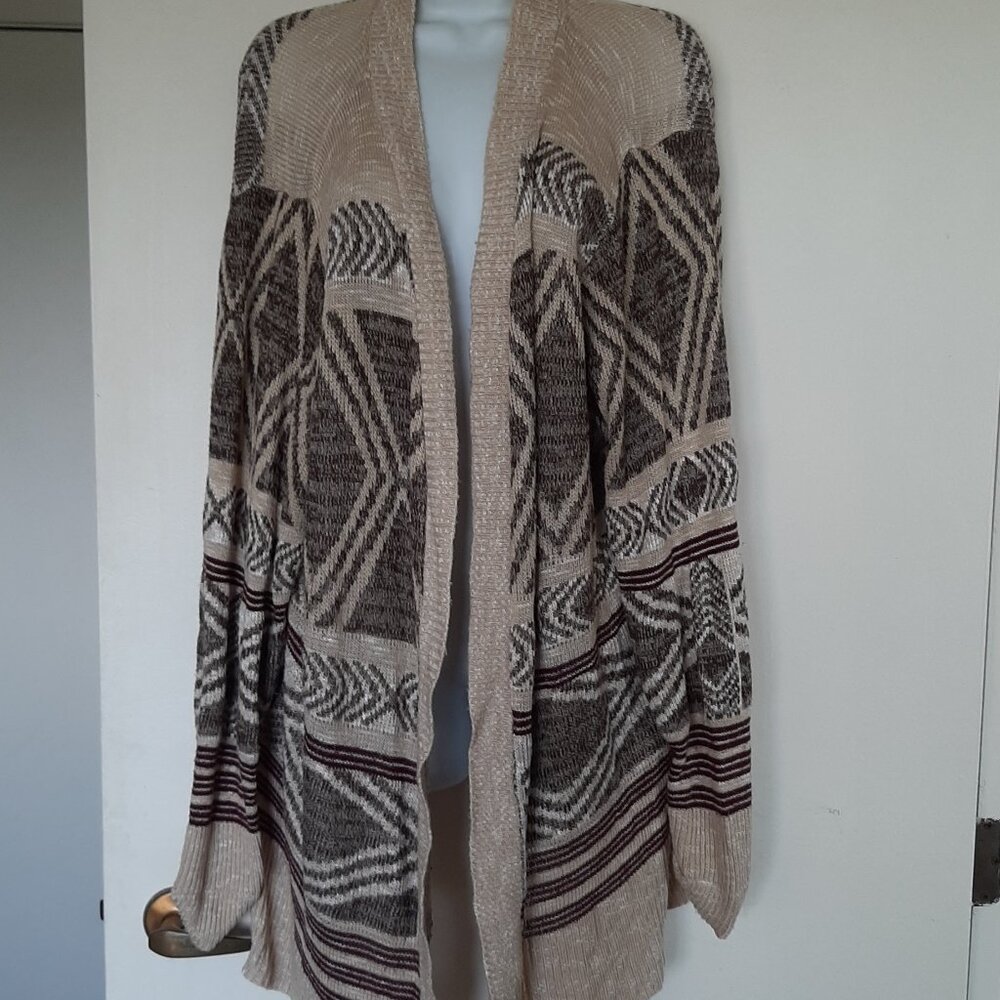 Catherines Brown Black White Argyle Cardigan Open Sweater 4X